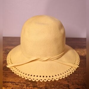 Antique Vintage Butter Yellow Women's Hat 100% wool felt
